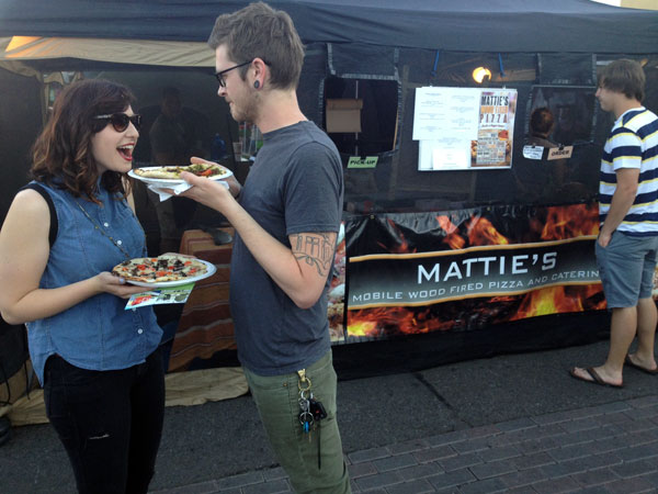 With a plethora of eating options at local farmer's markets, I decided to try Matties Wood-Fired Pizza. With fresh ingredients, including dough made fresh each day, the thin-crusted pizza's aroma lured me to join the food trailer's queue.