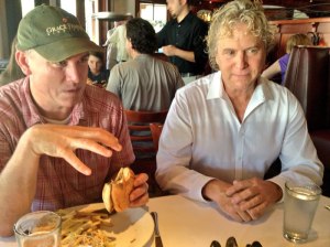 Local resident Peter Stetson, left, and Brannan's owner Mark Young share personal passions and stories of Calistoga during lunch.