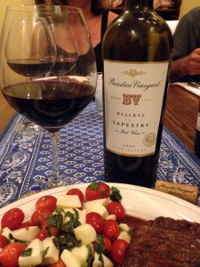 While not BV's top Cabernet or blend, the Beaulieu Vineyard Tapestry Reserve paired well with my ribeye steak. I recommend this 90-91 point wine and a value buy drinking well now.